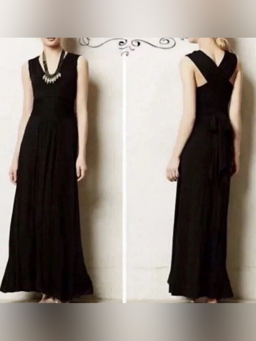 Vanessa Virginia Anthropologie Black Jersey Capuchina Maxi Dress MP Resort